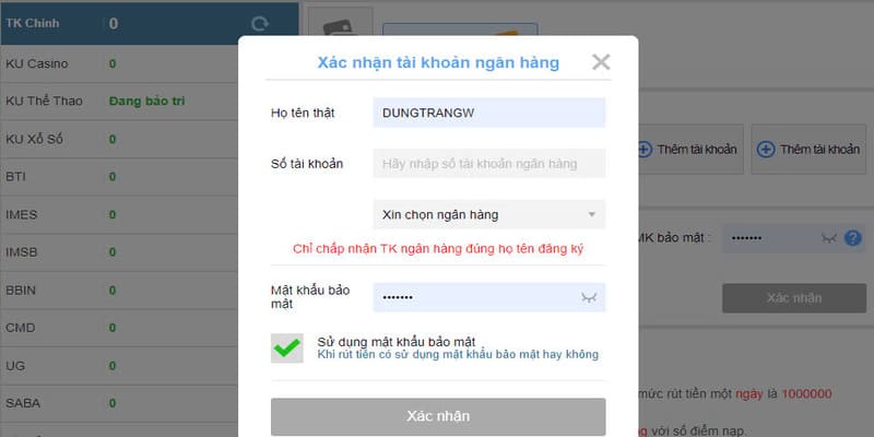 Các bước rút tiền Kubet về tài khoản ngân hàng